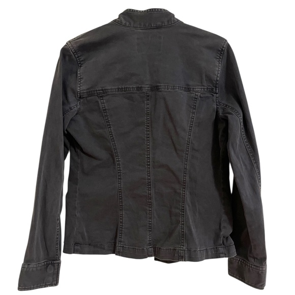 Lucky Brand Gray Button Utility Jacket with Mandarin Style Collar - Picture 2 of 4